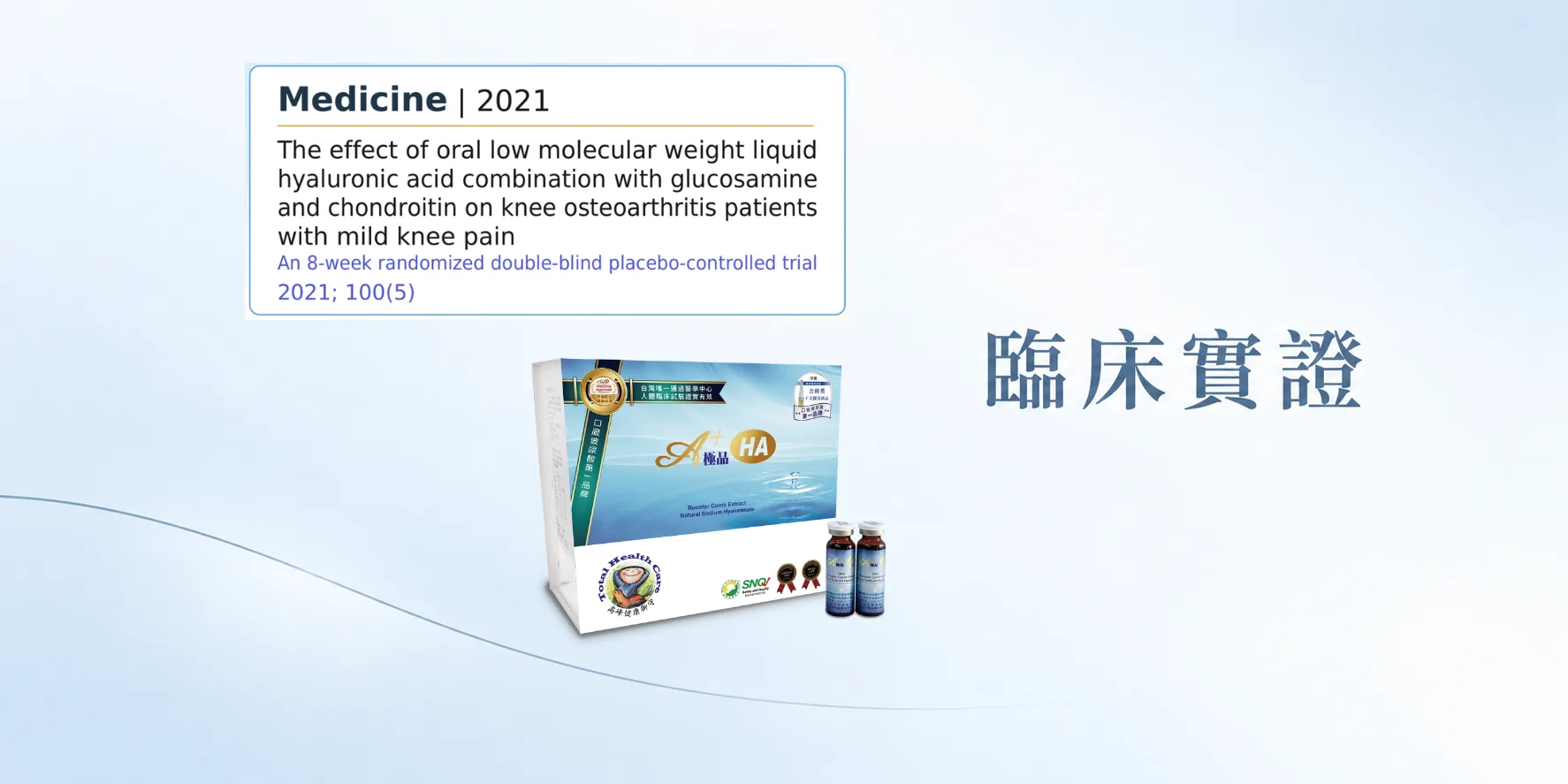 【A+HA 極品】小分子口服玻尿酸臨床試驗成果發表於 Medicine 期刊